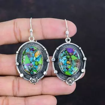 Серьги Fiesta Kingman из бирюзы, многоцветные медные бирюзовые серьги из стерлингового серебра 925 пробы, серьги с драгоценными камнями, ювелирные изделия ручной работы, серьги-подвески