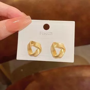 Серьги геометрической формы из матового золота для женщин - игла из серебра 925 пробы, простой холодный стиль E1946 золотой