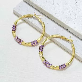 Серьги геометрической формы с холодными фиолетовыми бриллиантами, модные и высококлассные серьги в стиле «темперамент», универсальные серьги.