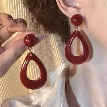 Серьги-гвоздики Ankela Red Ribbon Bow-Knot Vintage для женщин, корейские, простые геометрические серьги с бантом на осень-зиму