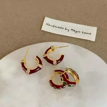 Серьги-гвоздики Ankola Red Oil Dripping Zircon, женские ретро-серьги, легкие, роскошные, элегантные, модные, изысканные, для поездок на работу