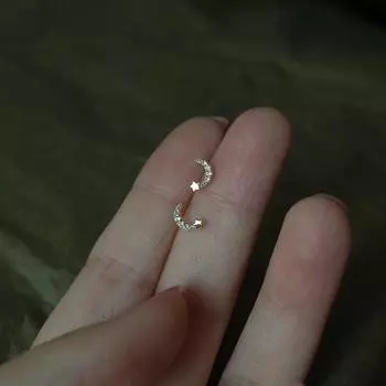 Серьги-гвоздики для хряща уха со звездой и луной из стерлингового серебра S925 для женщин, милые, изысканные, нишевые серьги 925