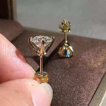 Серьги-гвоздики из настоящего 1-каратного муассанита для женщин, 100% стерлинговое серебро 925 пробы, роскошные серьги, женские сверкающие свадебные золотые серьги