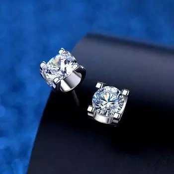Серьги-гвоздики из настоящего VVS с муассанитом, стерлинговое серебро 925 пробы, 1 карат 2 карата, серьги-гвоздики с лабораторными бриллиантами для женщин и мужчин, подарок, ювелирные изделия 0.5ct D Color
