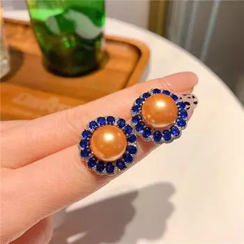 Серьги-гвоздики из натурального жемчуга для женщин, роскошные брендовые ювелирные изделия, позолоченные, элегантные массивные серьги-гвоздики