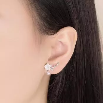 Серьги-гвоздики из натуральной ракушки с резным цветком, посеребренные, женские, корейские, сливовые, ракушки, ракушки, свежие серьги