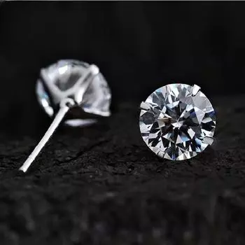 Серьги-гвоздики из серебра 925 пробы с четырьмя когтями и цирконием, персонализированные модные серьги, ювелирные изделия для ушей с кристаллами 5MM фиолетовый