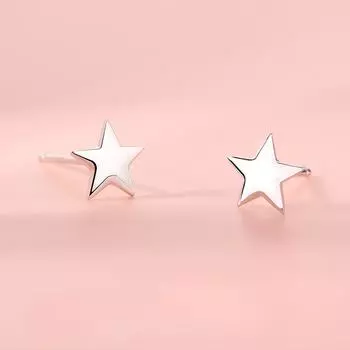 Серьги-гвоздики из серебра 925 пробы с пентаграммой Модные серьги-гвоздики Минималистичные простые женские маленькие нишевые серьги с темпераментом Летний хипстерский стиль универсальные серьги