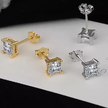 Серьги-гвоздики из серебра 925 пробы, простые, классические, квадратные, с четырьмя когтями, в корейском стиле, с инкрустацией из циркония 925