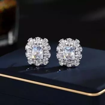 Серьги-гвоздики из серебра 925 пробы, легкие, роскошные, высокого класса, модные, с микро-инкрустацией, супер-блеск циркона, нишевый темперамент, геометрические, простые, цветочные серьги-гвоздики белый