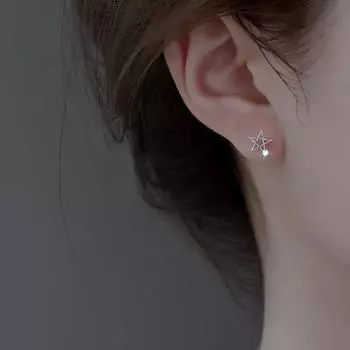Серьги-гвоздики из серебра S925 Star Moon Простые модные корейские серьги Tremella, своего рода полупрозрачные белые серьги-грибы 925 белый