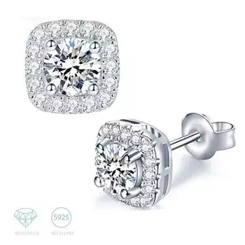 Серьги-гвоздики из стерлингового серебра 1-2 карата S925 с муассанитом в стиле хип-хоп, рок, пара, для мужчин и женщин, подарок на день рождения на годовщину 1ct