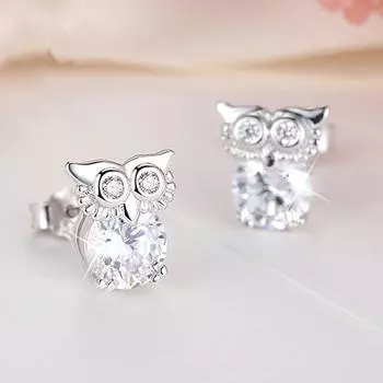 Серьги-гвоздики из стерлингового серебра 925 пробы для предотвращения аллергии с кристаллами совы, серьги-гвоздики для женщин, свадебная вечеринка, женские ювелирные изделия, Pendientes Eh1162