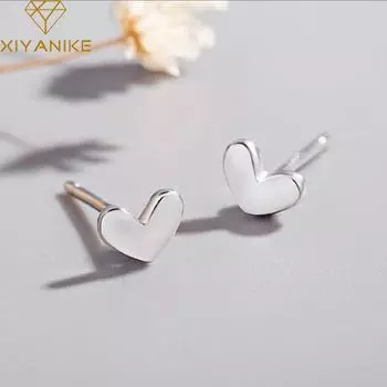 Серьги-гвоздики из стерлингового серебра 925 пробы для женщин, предотвращающие аллергию, новые модные простые маленькие серьги в форме сердца