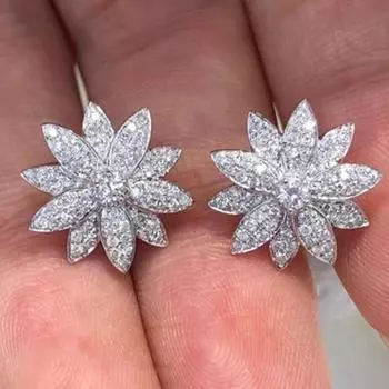 Серьги-гвоздики из стерлингового серебра 925 пробы с кубическим цирконием для женщин, изящные серьги-гвоздики, темпераментные женские аксессуары, модные ювелирные изделия