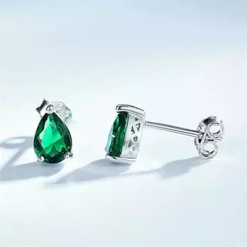 Серьги-гвоздики из стерлингового серебра 925 пробы с разноцветными драгоценными камнями в форме груши для женщин, классические ювелирные изделия, рождественские подарки