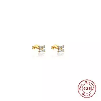 Серьги-гвоздики из стерлингового серебра S925 пробы с лепестками и кристаллами, стильные и простые мини-серьги-гвоздики разных размеров с бриллиантами 925 Silver