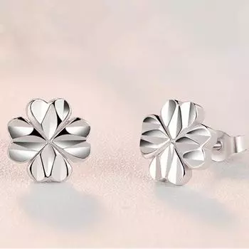 Серьги-гвоздики из стерлингового серебра S925 с четырьмя листочками клевера, женские креативные серьги Carven Design из стерлингового серебра, изящные серьги белый