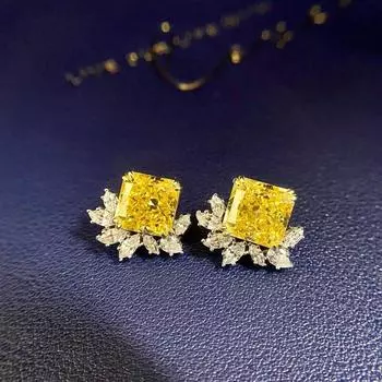 Серьги-гвоздики из стерлингового серебра S925 с бриллиантами и цветами для женщин, свадебные, помолвочные, женские серьги, ювелирные изделия, подарки