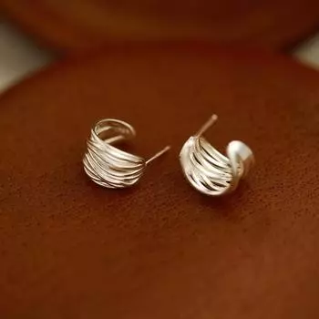 Серьги-гвоздики из стерлингового серебра S925 с открытыми концами, женские серьги в холодном стиле с индивидуальным дизайном 925 серебряный