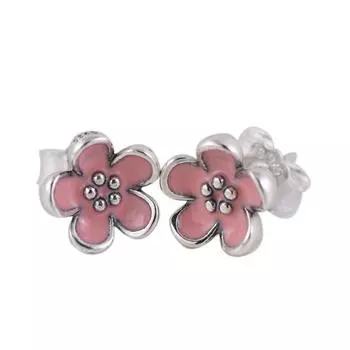 Серьги-гвоздики из стерлингового серебра S925, женские, простые, свежие, розовые, с каплями клея, серьги в виде цветущей вишни, женские