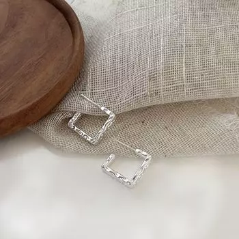 Серьги-гвоздики из стерлингового серебра S925 пробы, нестандартной прямоугольной формы, нишевая ретро-индивидуальность и минимализм, универсальные элегантные серьги 925 серебряный