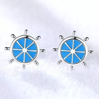 Серьги-гвоздики, клей Crystal, синие серьги-рули, женские украшения для ушей.