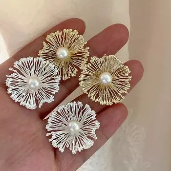 Серьги-гвоздики Light Luxury High-End Sense Bright Fireworks Pearl, женские, элегантные, ретро, индивидуальные, модные, темпераментные, универсальные серьги