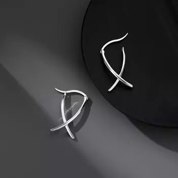 Серьги-гвоздики Line Cross, женские серьги Niche Design, простые студенческие серьги Ins Cold Wind