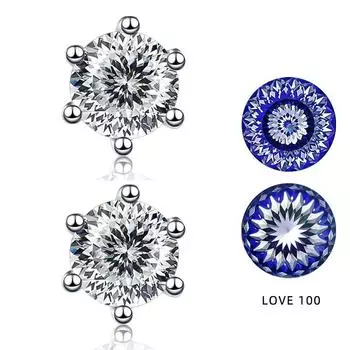 Серьги-гвоздики Love 100 Plum Blossom Sakura с муассанитом для женщин, ювелирные серьги из стерлингового серебра 925 пробы 1ctx2