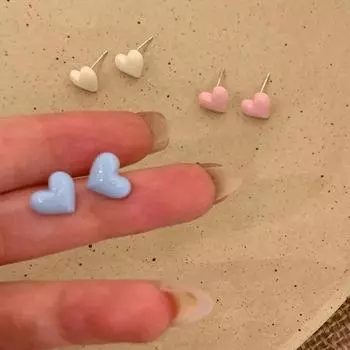 Серьги-гвоздики Love, милые женские серьги в форме розового сердца, летние, повседневные, универсальные, темпераментные, конфетного цвета серьги