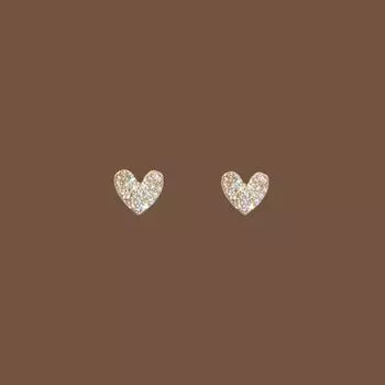 Серьги-гвоздики Love с бриллиантами, женские, легкие, роскошные, нишевого дизайна, инкрустированные цирконием, серьги-сердечки