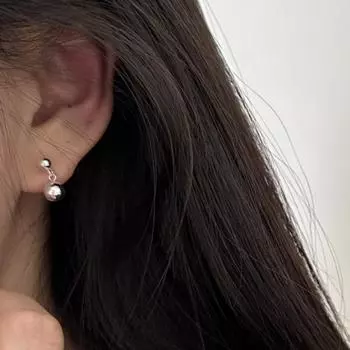 Серьги-гвоздики Niche Personality Double Beads, женские, корейские, простые и маленькие, круглые, серьги Commuting Temperament Ins