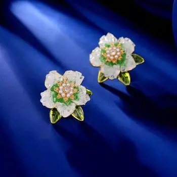 Серьги-гвоздики Niche Sweet and Clear из серебра 925 пробы, роскошные серьги-гвоздики Mori Camellia Crystal Flower фиолетовый