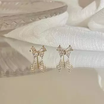 Серьги-гвоздики с бабочками из циркония, женские летние изысканные серьги в стиле ниши, простые серьги в стиле темперамент