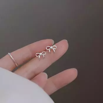 Серьги-гвоздики с бантиком, женские серьги из чистого серебра S999, простые модные серьги, серьги в стиле феи Мори 99