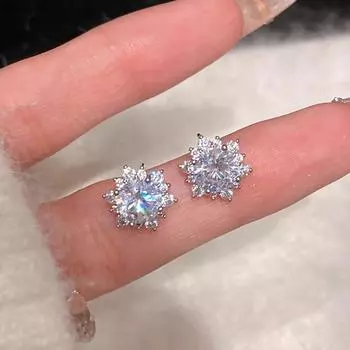 Серьги-гвоздики с блестящим цирконием и подсолнухами, женские, легкие, роскошные, модные, темпераментные, японские и корейские серьги, осень и зима