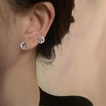 Серьги-гвоздики с блестящими цирконами и крошечными звездами и луной для женщин и девочек, массивные украшения для ушей