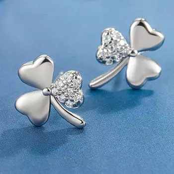 Серьги-гвоздики с бриллиантами Clover, легкие роскошные украшения для ушей, текстурированные, модный темперамент, простой и холодный стиль дизайна для девушек