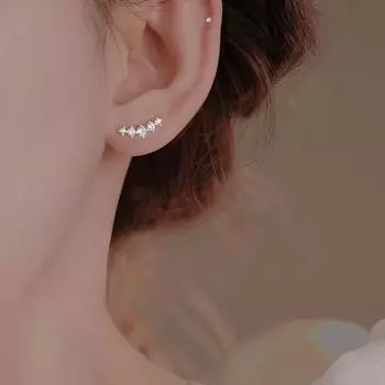 Серьги-гвоздики с бриллиантами для женщин Light Luxury Niche Design Sense, Dongdaemun, Южная Корея, серьги с одним рядом циркония Temperament Celebrity Earrings
