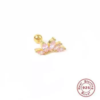 Серьги-гвоздики с цветочным пирсингом из стерлингового серебра S925 пробы, миниатюрные серьги-гвоздики с цирконием