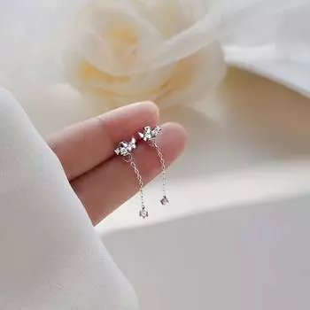 Серьги-гвоздики с кисточками и бабочками, женские, легкие, роскошные, простые, с бриллиантами, с подвеской сзади