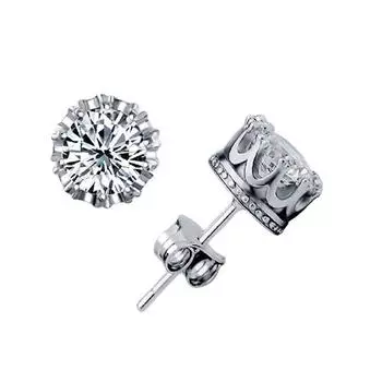 Серьги-гвоздики с короной из стерлингового серебра 925 пробы, изысканный орнамент, модные простые серебряные украшения, серьги для пар, серьги-гвоздики 925