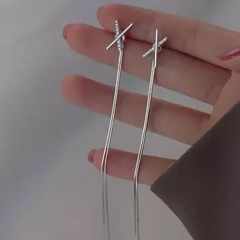 Серьги-гвоздики с крестиком, женские серьги Niche Design Sense X с бахромой, длинные, легкие, роскошные, одно- и двухсторонние серьги