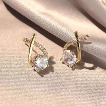Серьги-гвоздики с крестом из серебряной иглы S925 и цирконами, женские маленькие нежные универсальные серьги, популярные в интернете 14k