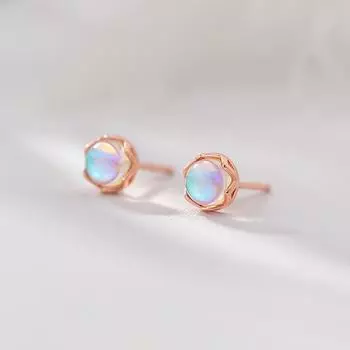 Серьги-гвоздики с лунным камнем, женские серьги Aurora, простые серьги в стиле ниши
