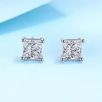 Серьги-гвоздики с муассанитом, 2 карата, с платиновым покрытием, серебро 925 пробы, цвет D, муассанит, ювелирные изделия, подарок для пары 0.6ct 4.5mm