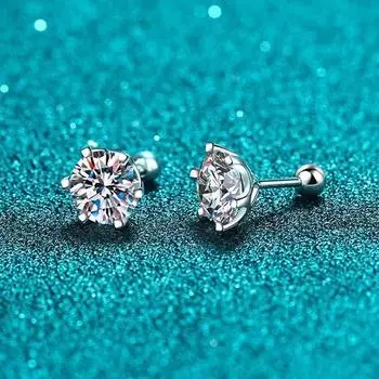 Серьги-гвоздики с муассанитом, белое золото 18 карат, стерлинговое серебро D VVS1, круглая огранка, лабораторные бриллиантовые винты-гвоздики для женщин 0.2ct 3.5mm