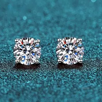 Серьги-гвоздики с муассанитом цвета D 0,1-3CT для мужчин и женщин, посеребренные с платиновым покрытием S925, свадебные серьги-гвоздики с бриллиантами GRA 0.1CT
