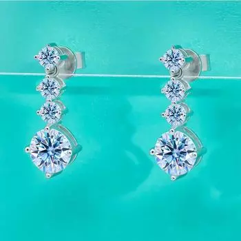 Серьги-гвоздики с муассанитом для женщин, 2,6 карата, цвета D, сверкающие бриллианты, стерлинговое серебро 925 пробы, серьги-гвоздики 18 карат с